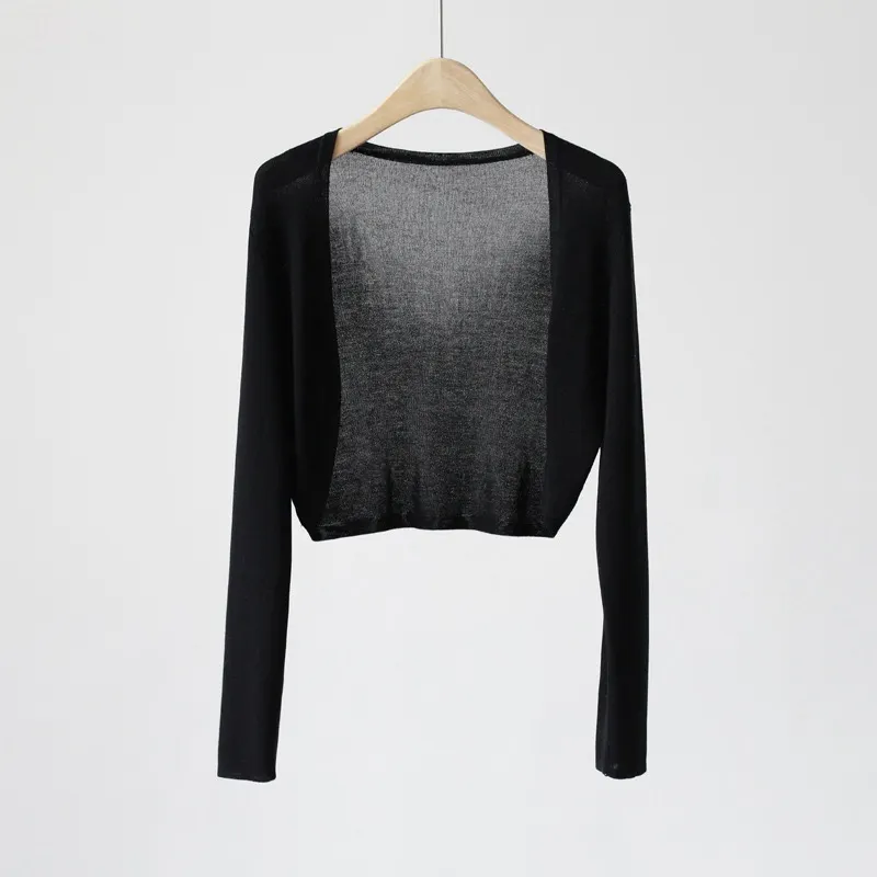 Uveng Uveng Silk Knitted Jersey Coat Women's Summer Shawl Spring With Thin Shoulder Air-Conditioning Shirt Short Top