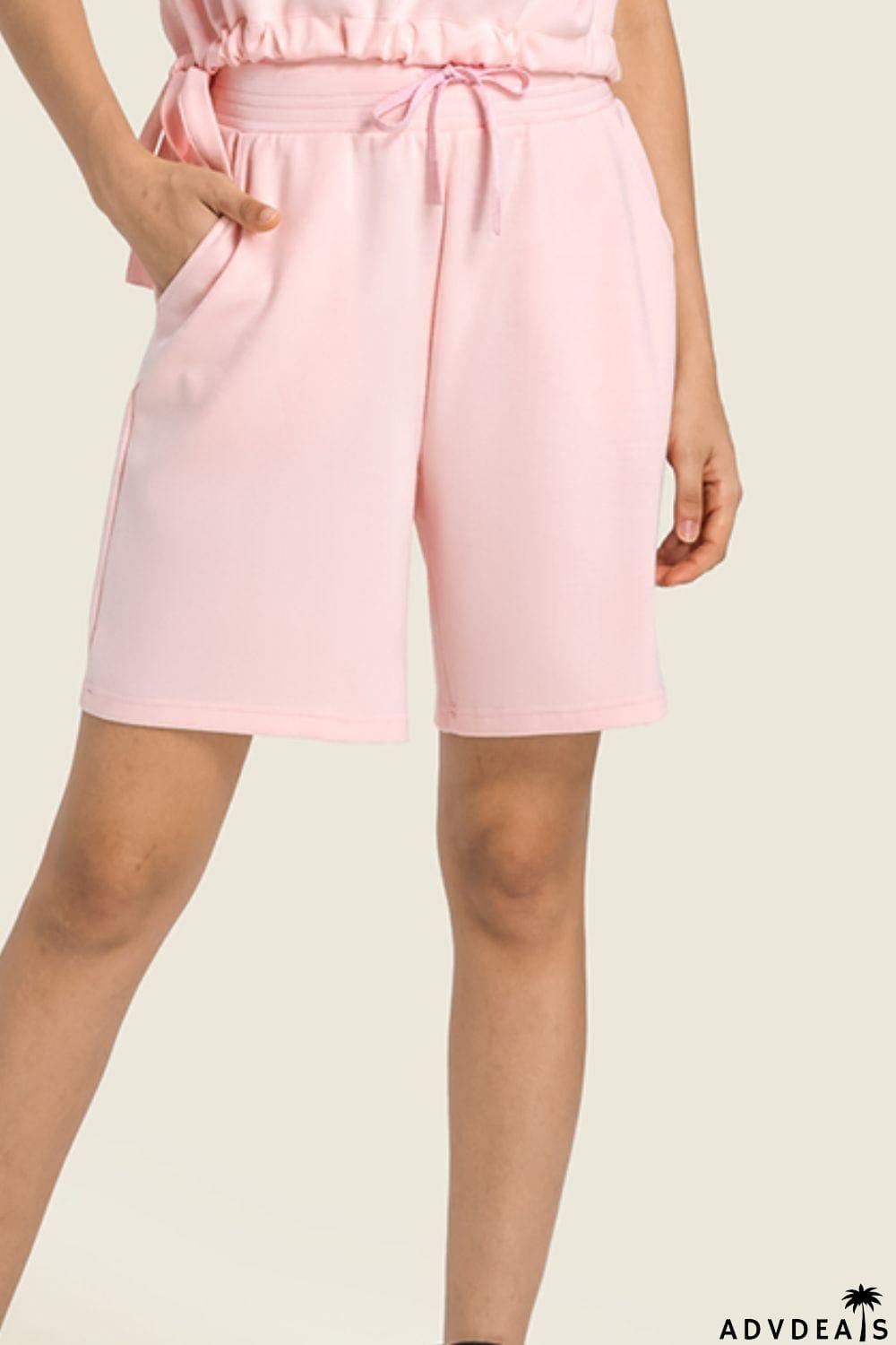 Drawstring Elastic Waist Sports Bermuda Shorts