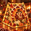 DIY Wooden Diamond Painting Pearl Tent House with Lights, Holiday Tabletop Art Craft Kit with String Lights, Christmas Home Decor Gift
