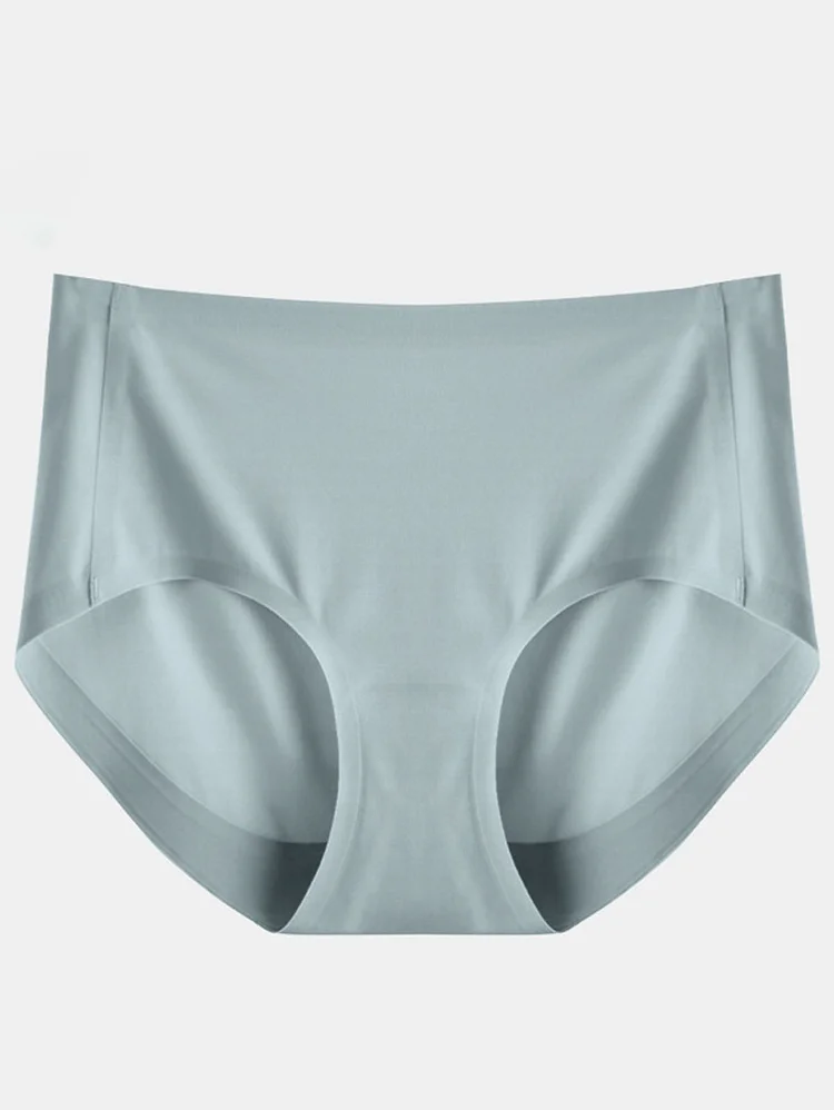 Seamless Lifting Buttocks Mid Waist Ice Silk Solid Color Panty