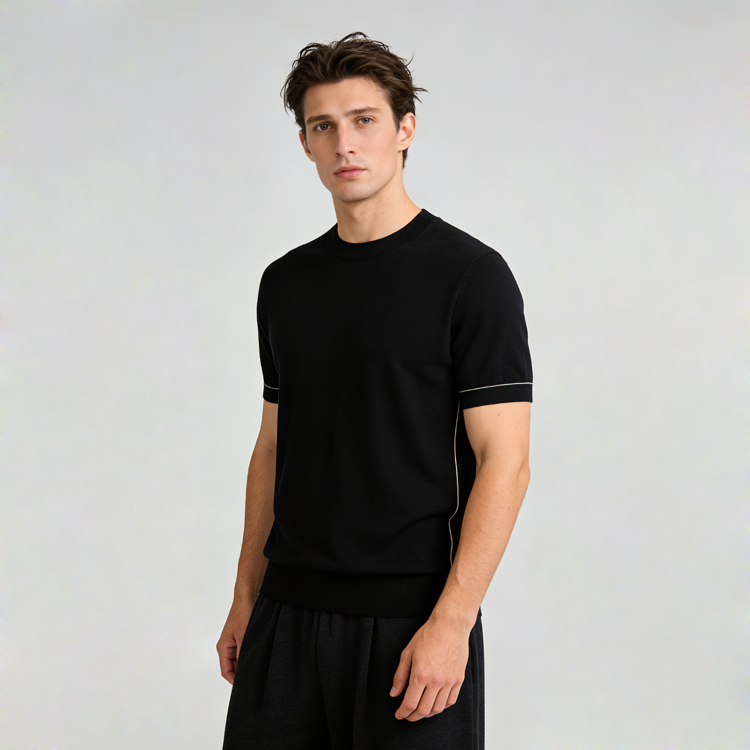 Men's Silk Cashmere Shirt Sweater Crewneck | Spring Summer REAL SILK LIFE