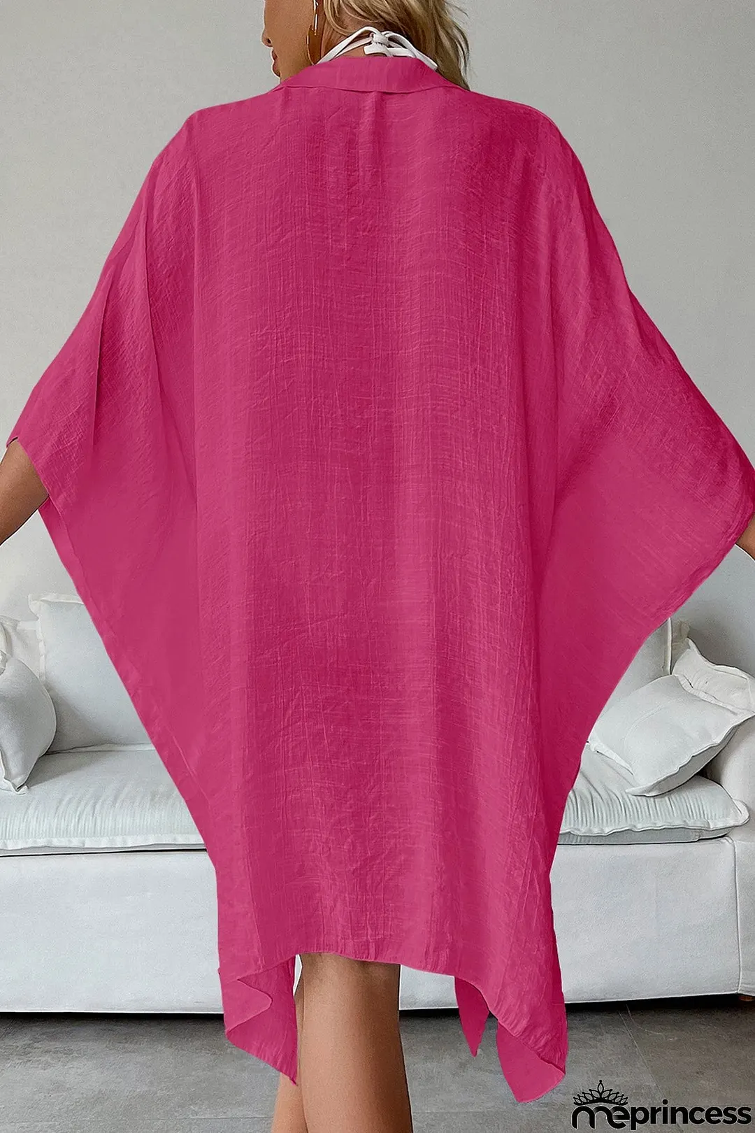 Solid Color Button Down Cover-up Shirt Dress