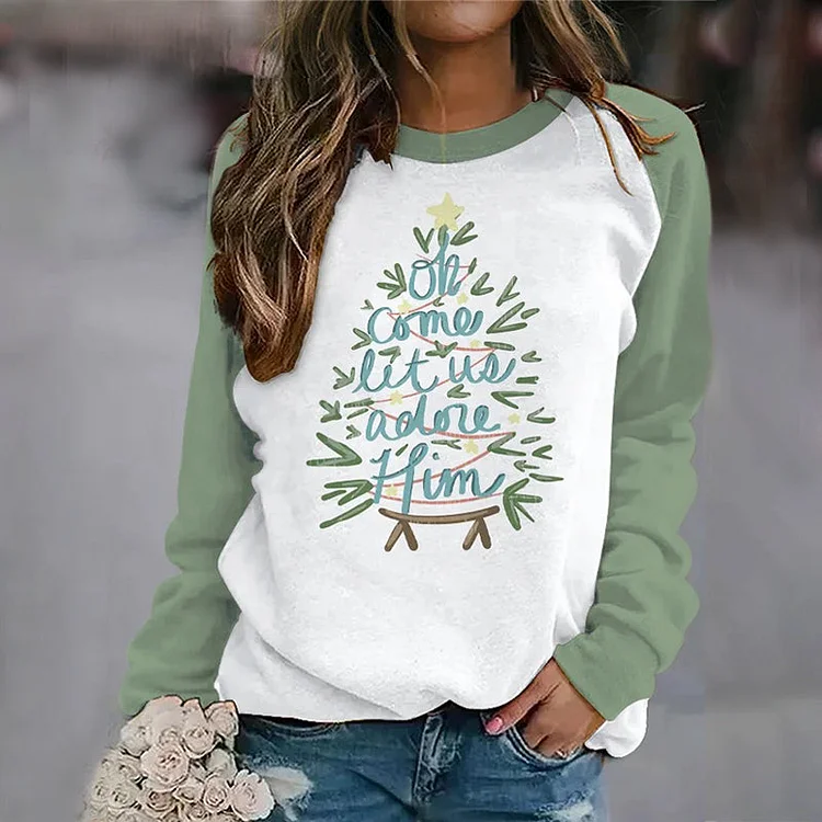 VChics Oh Come Let Us Adore Him Christmas Sweatshirt