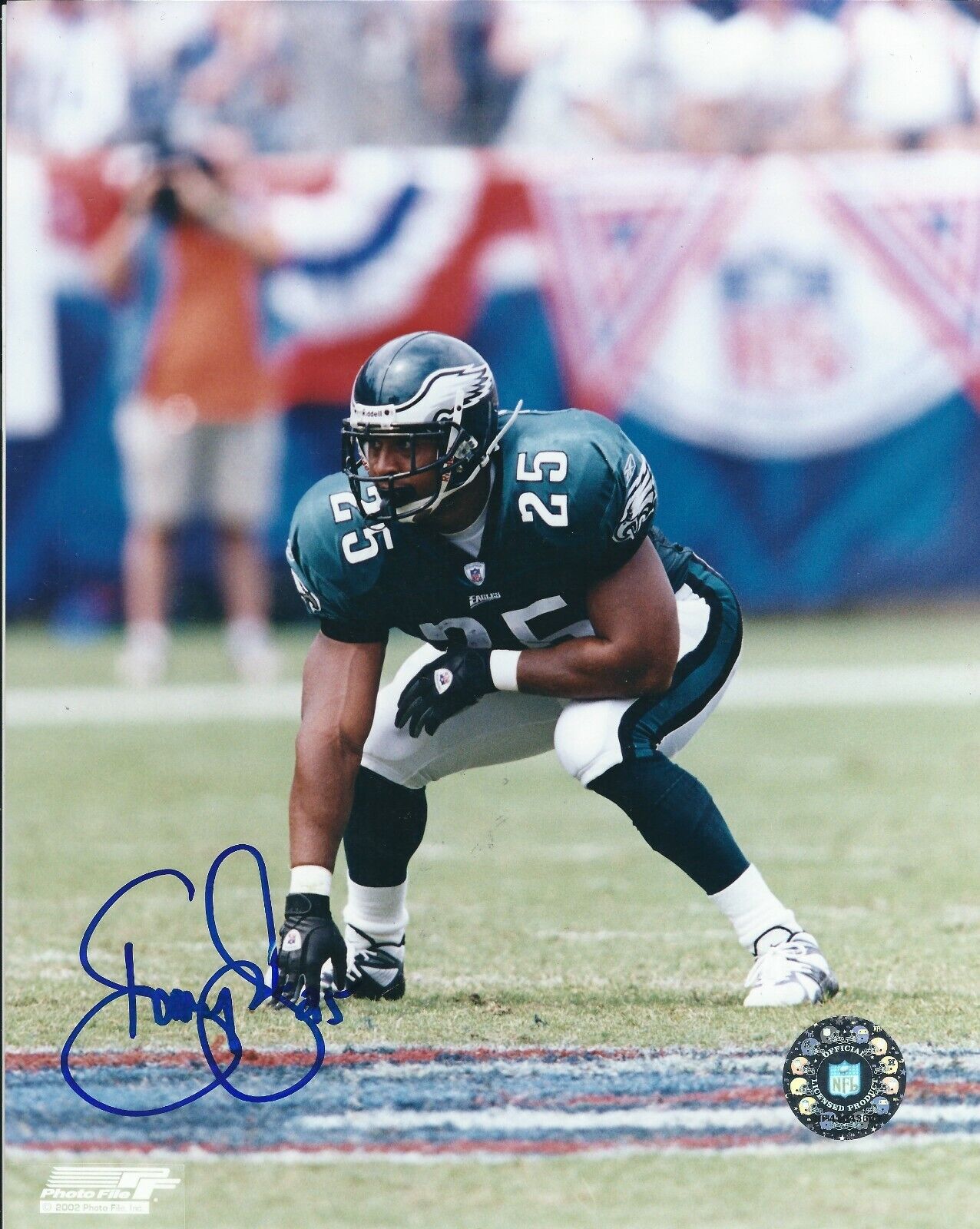 Autographed DORSEY LEVENS Philadelphia Eagles 8x10 Photo Poster painting - w/COA