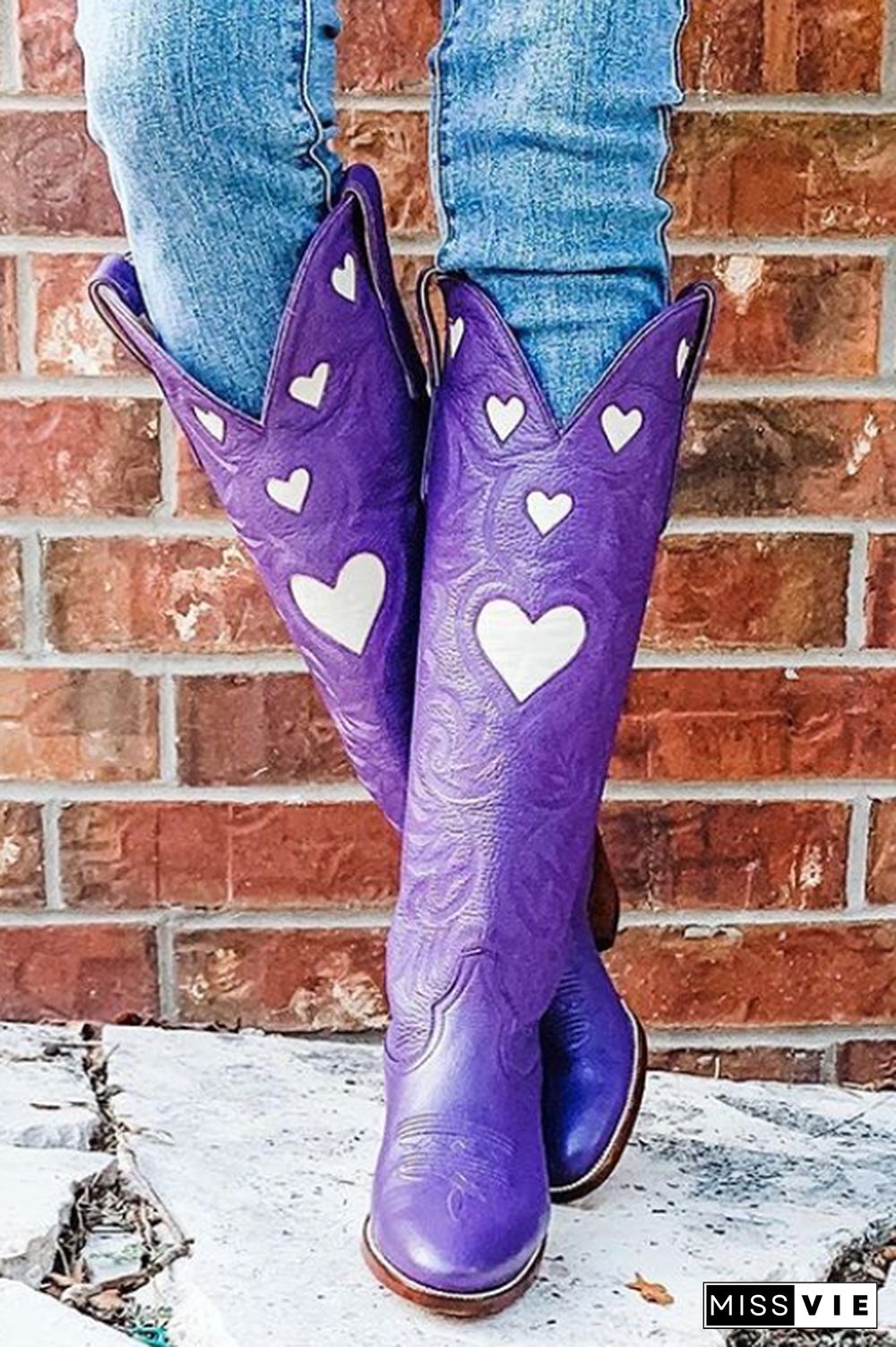 Heart Slip On Cowgirl Boots