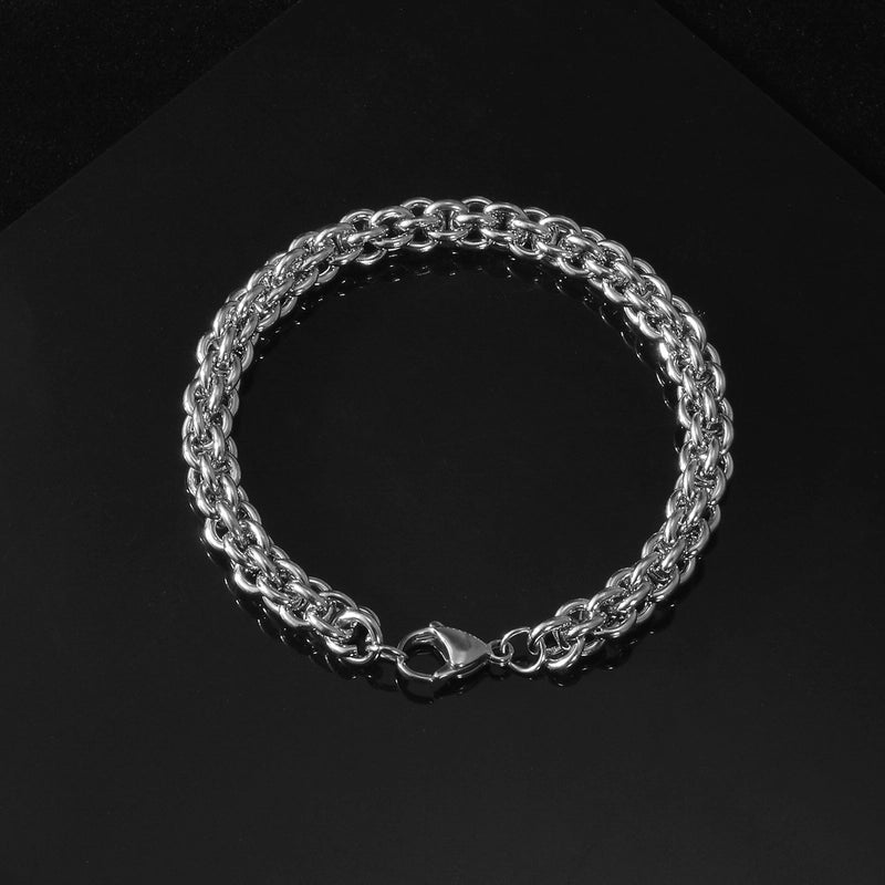 Street Hipster Domineering Punk Hip-hop Bracelet Titanium Steel Men’s Raw Retro Stainless Steel Thick Chain Bracelet