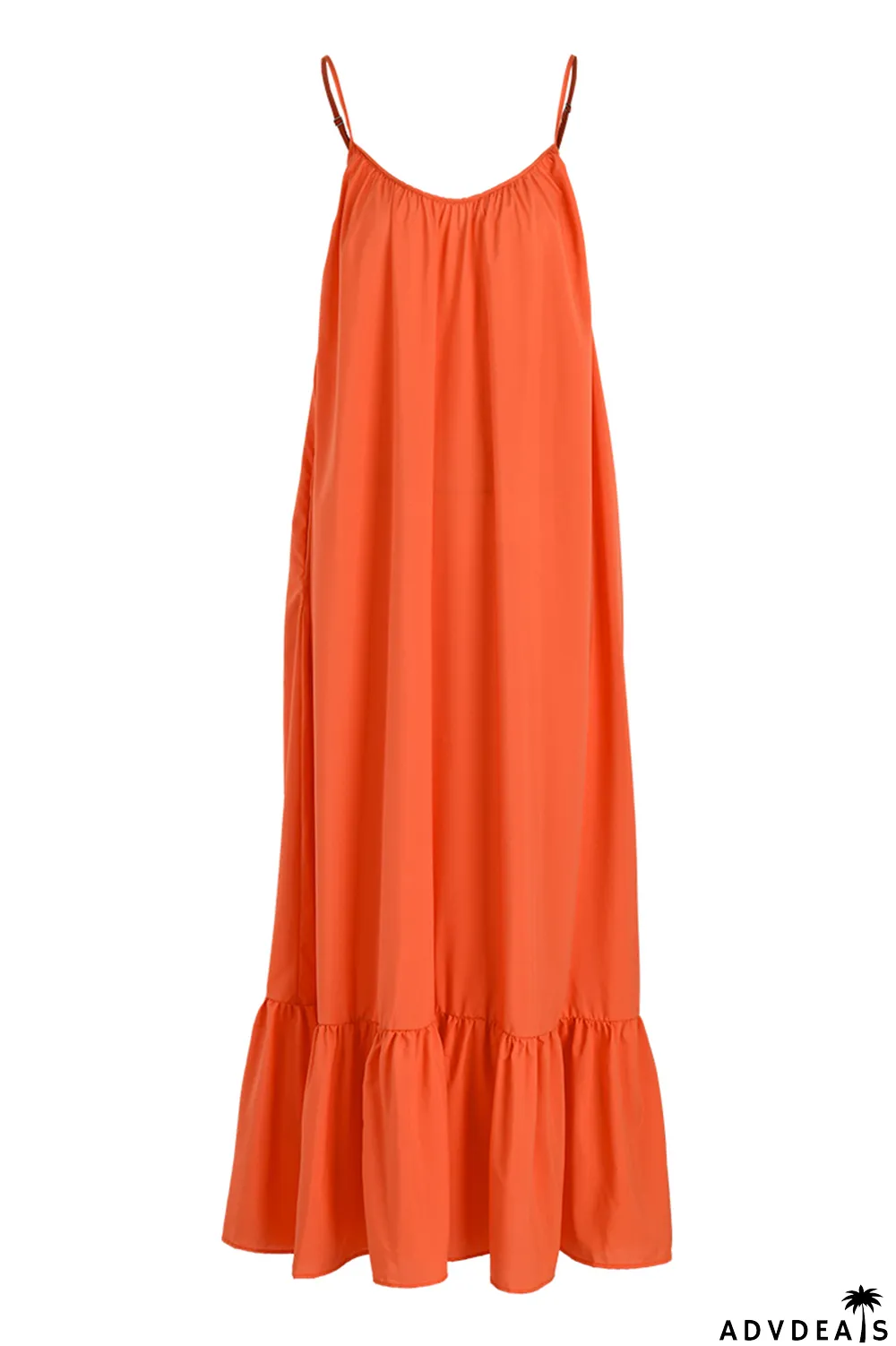 Dark Gray Sexy Casual Solid Backless Spaghetti Strap Loose Sling Dress