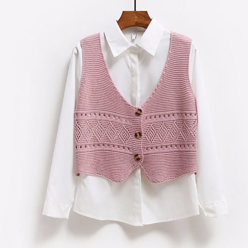 2025 Korean Fashion V Neck Loose Sleeveless Sweater Vest Women Knitted Hollow Out Single Breasted Short Cardigan Female Knitwear