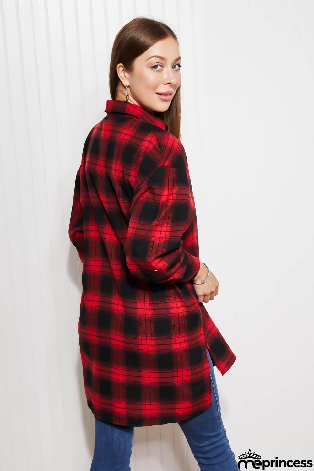 GeeGee Happy Harvest Plaid Button Up Tunic
