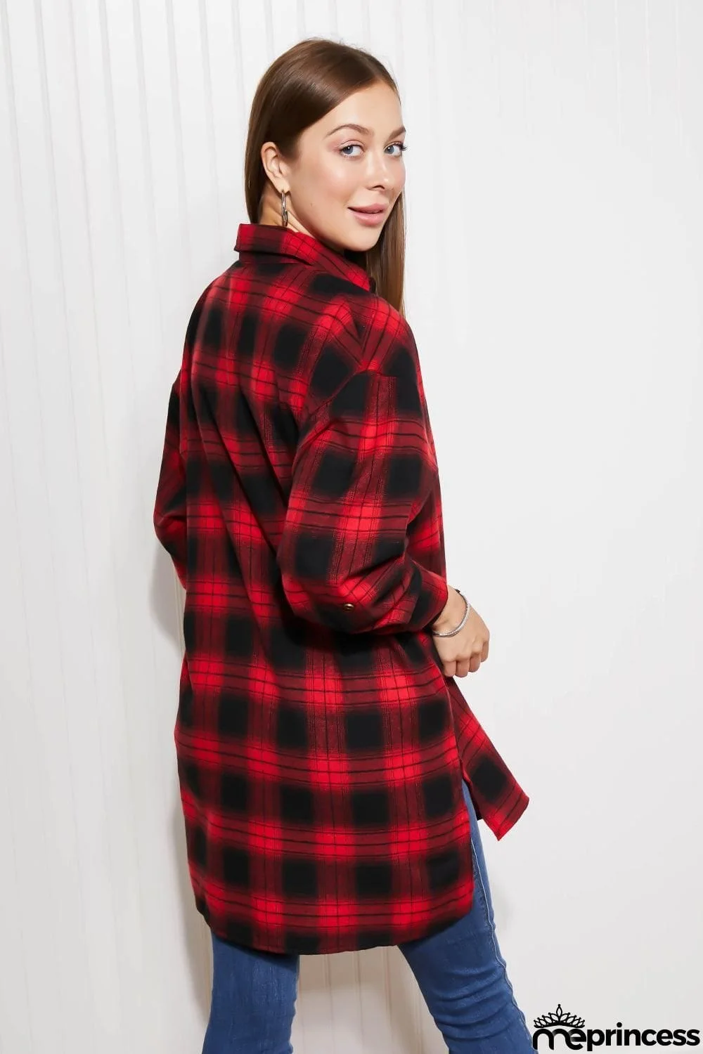 GeeGee Happy Harvest Plaid Button Up Tunic