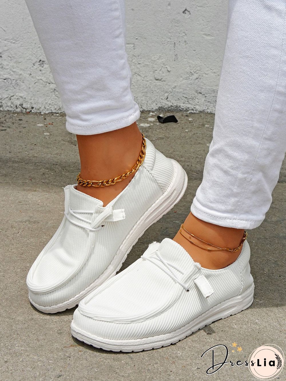 Casual Light Lace Up Flats Canvas Shoes