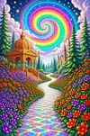 Luxury AB Velvet Diamond Painting Kit - Psychedelic Landscape