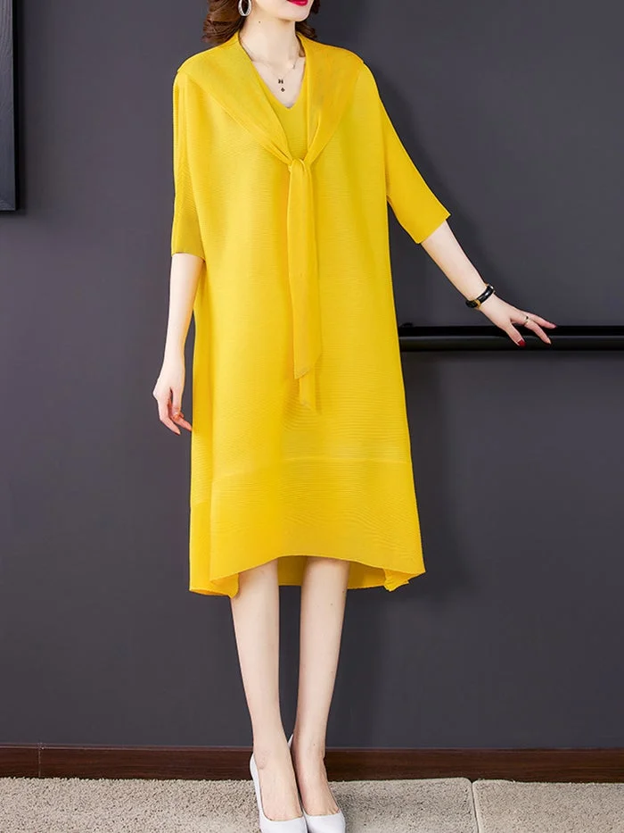 Fashion Pleated Mid-length Dress