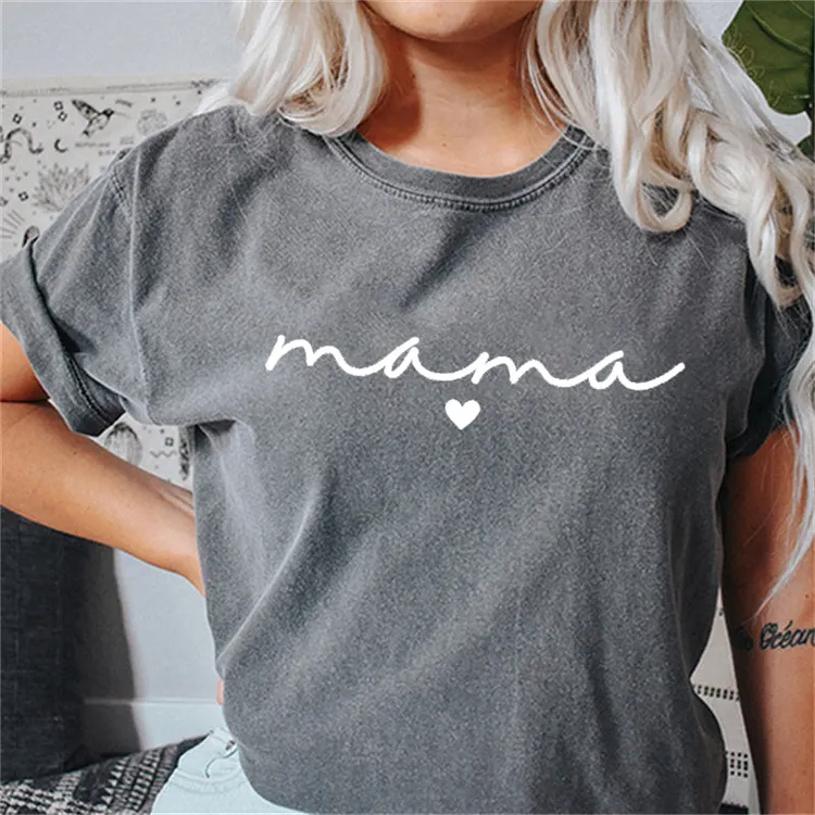 Custom Mama T-shirt, Mother's Day Gift, with Children's Names on the Sleeve, New Mum Gift