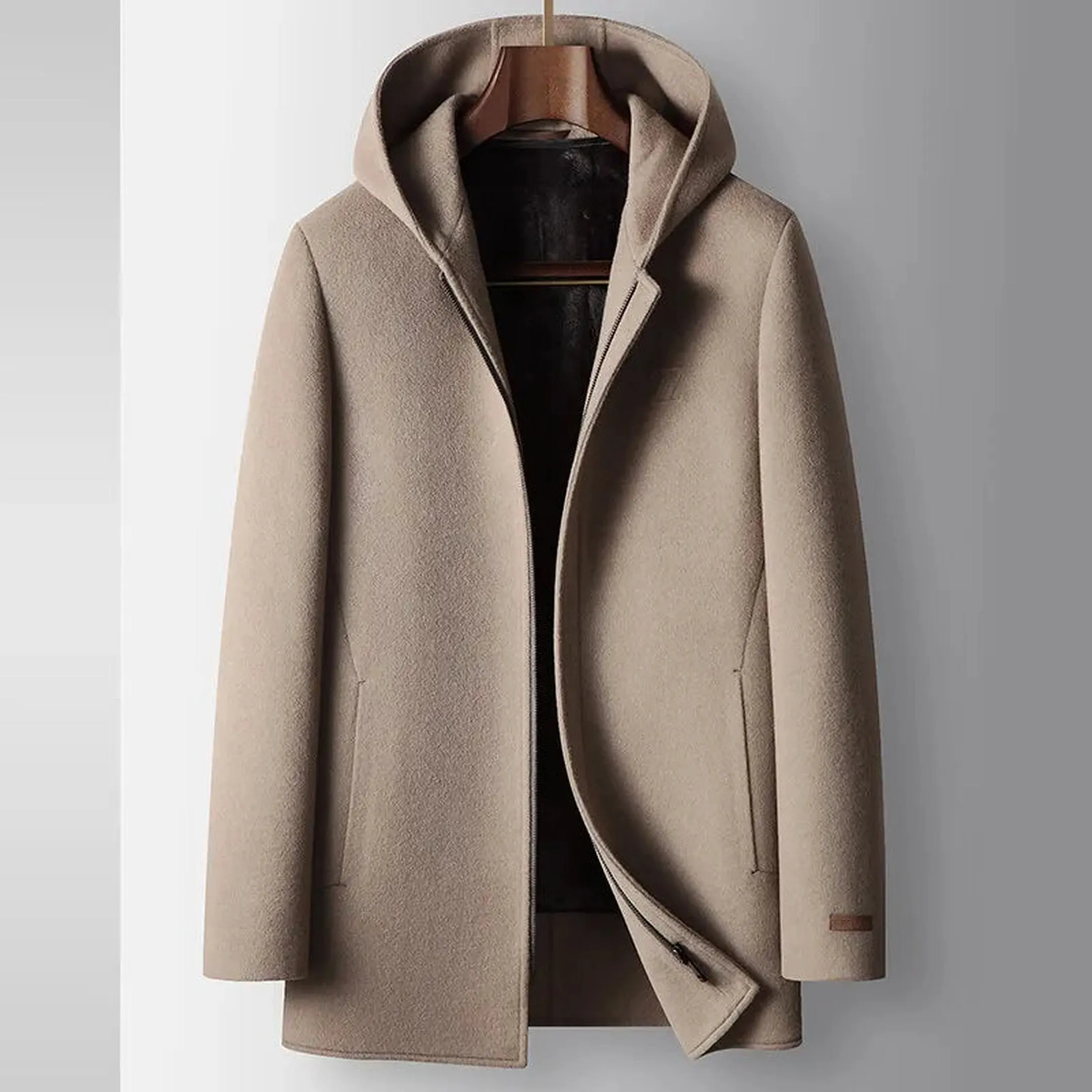 Men's Pure Wool Hooded Overcoat &ndash; Refined City Winter Coat