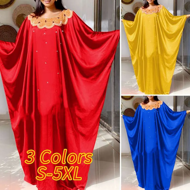 Party Pleated Bat-Sleeve Baggy Vestidos VONDA Women Round Neck Printed Long Maxi Dresses 2022 Elegant Beach Sundress Female Robe