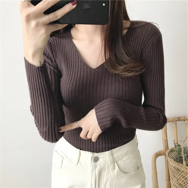 Uveng Uveng Long Sleeves Of The Jacket Lady With A Sweater In The Women's Autumn And Winter Blouse Multi-Colored Knitted Shirt