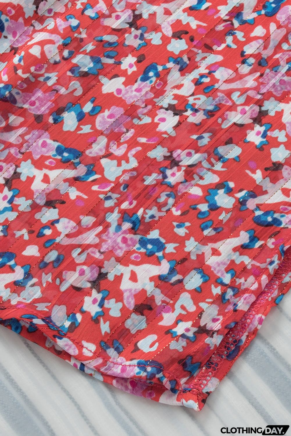 Printed V-Neck Tunic Blouse