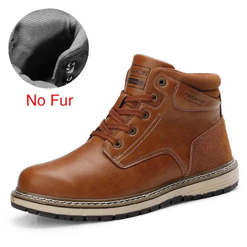 DEKABR Split Leather Men Boots Brand Lace-up Waterproof Winter Snow Boots For Men 2022 New Classic Casual Men Work Boots Size 46
