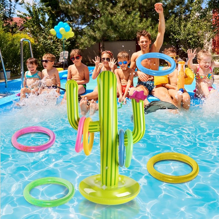 Swimming Pool Inflatable Cactus Ring Toss Game Set