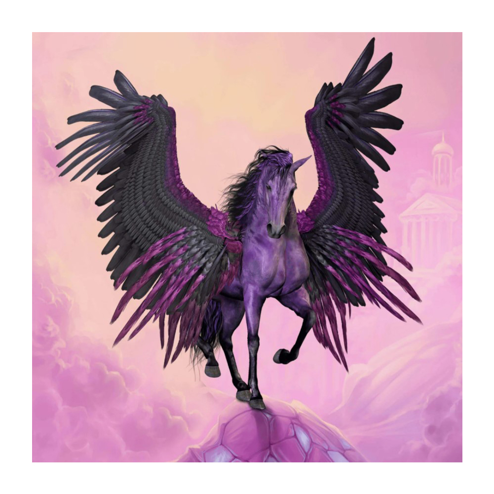 

35*35CM - Round Drill Diamond Painting - Purple Unicorn, 501 Original