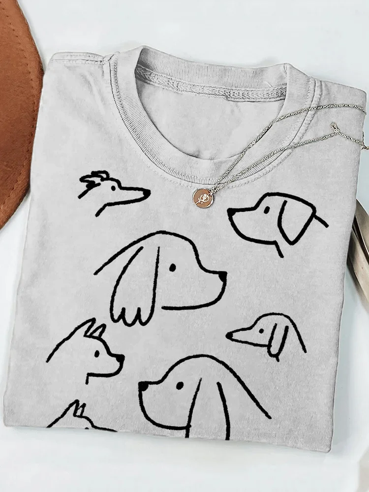 Sketch Puppy Print T-Shirt