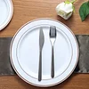 10 Pack | 10" Très Chic Rose Gold Rim White Plastic Dinner Plates, Disposable Party Plates