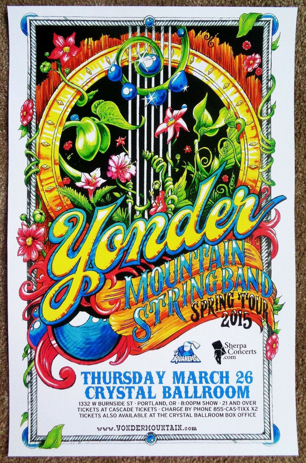 YONDER MOUNTAIN STRING BAND 2015 Gig POSTER Portland Oregon Concert