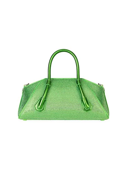 Givenchy Mini Antigona Stretch Top Handle Bag In Satin With Strass