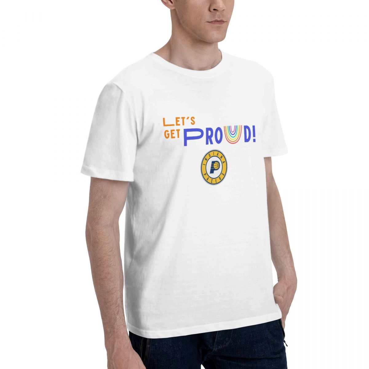 Indiana Pacers Let's Get Proud Men's Cotton Crewneck T-Shirt