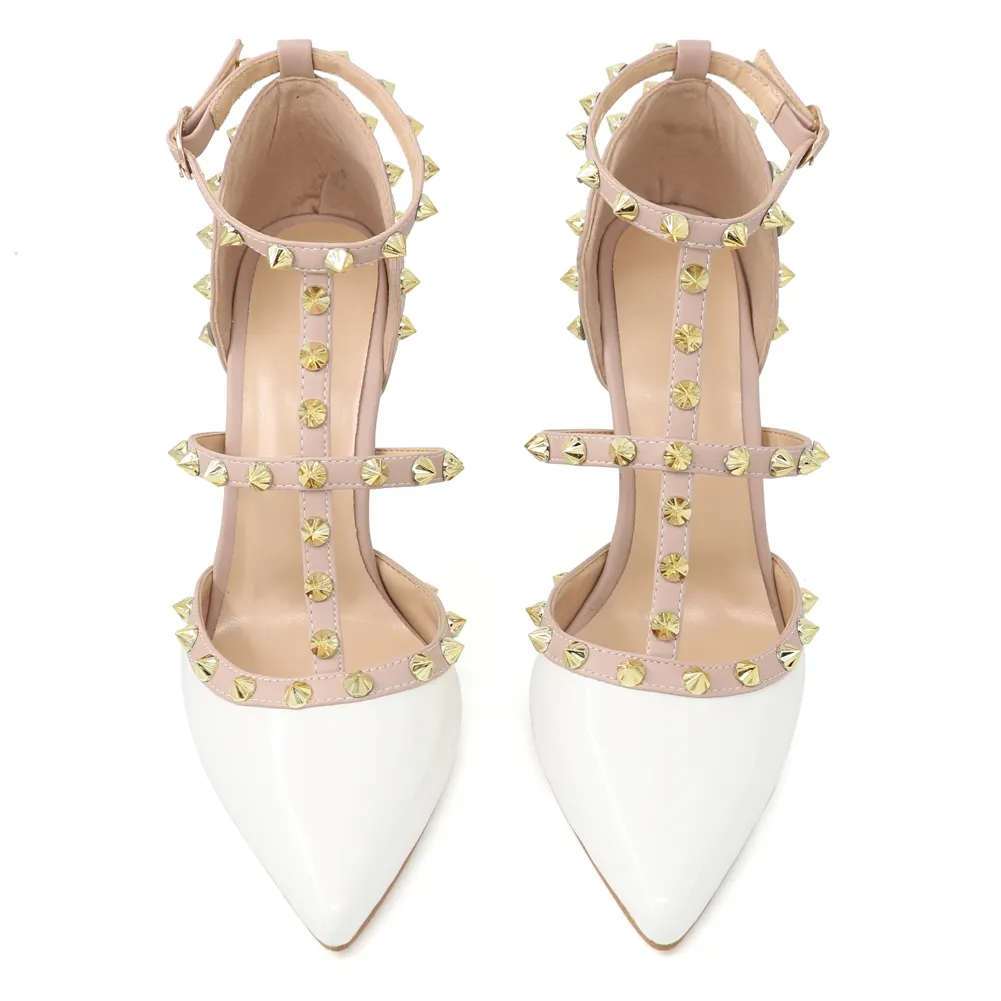 100mm Rivets Studs Summer Strappy Shoes Party Wedding Sandals-vocosishoes