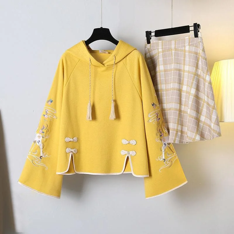 Embroidery Long Sleeve Slim Sweatshirt+Skirt Hanfu SP15689