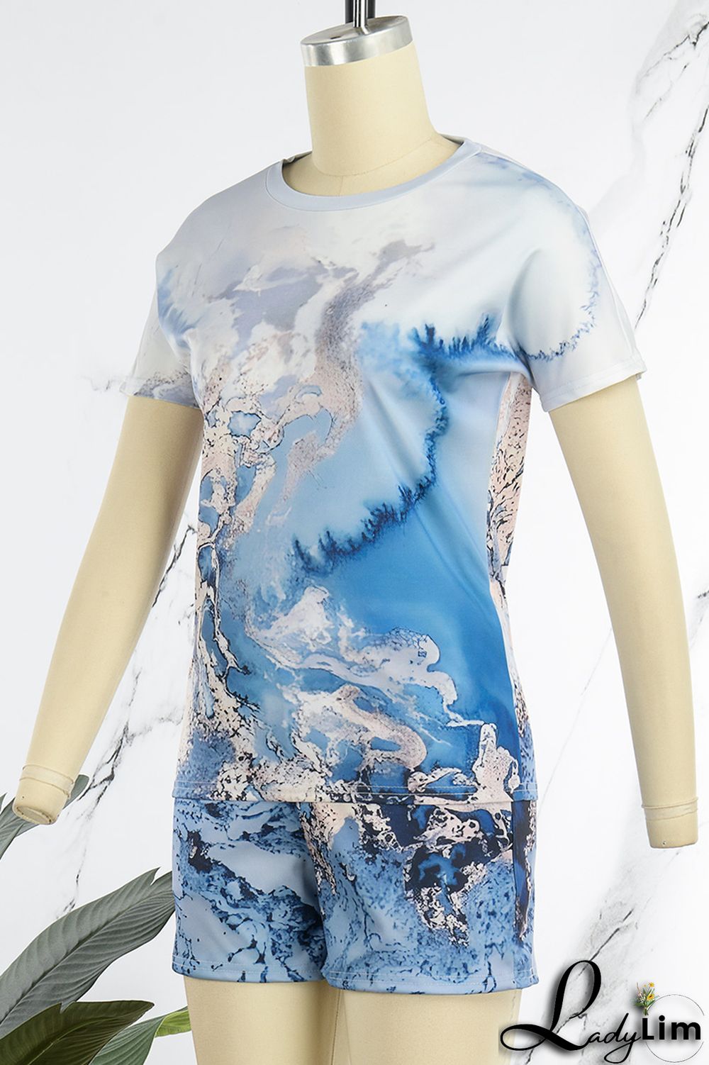 Black Casual Street Print Patchwork O Neck Two Pieces