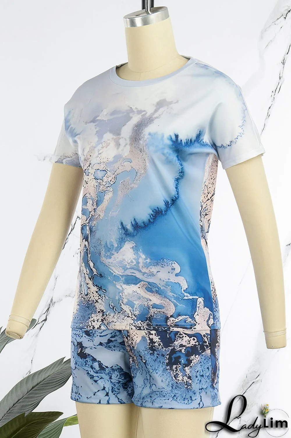 Black Casual Street Print Patchwork O Neck Two Pieces