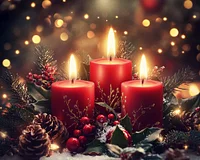 Set of Three Red Christmas Candles &ndash; Diamond Painting