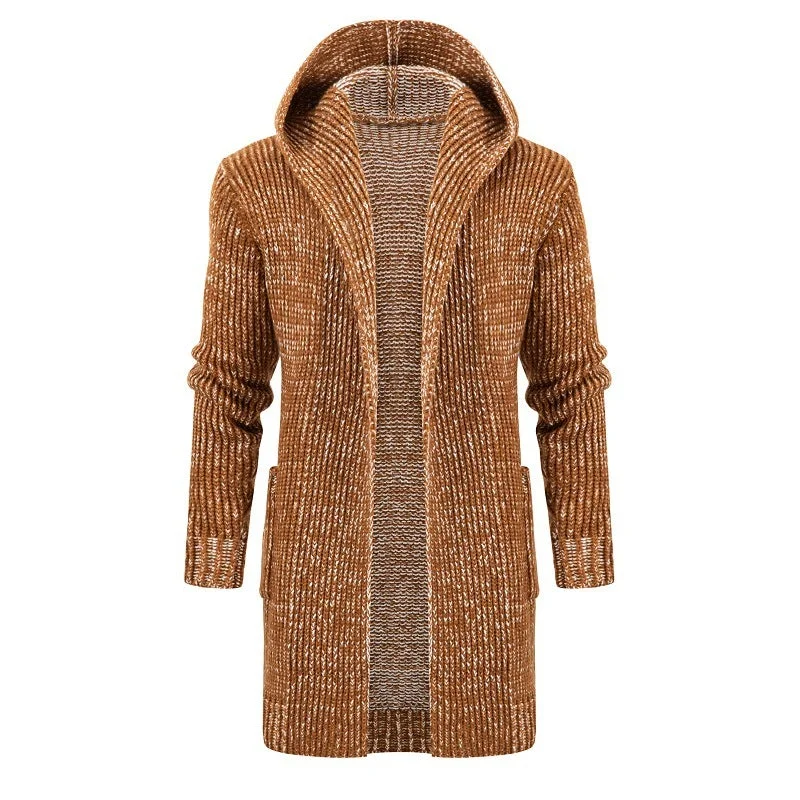 Foreign Trade Long Men's Hooded Knitted Cardigan