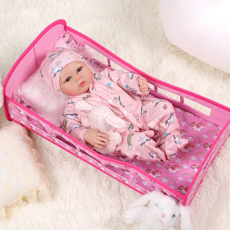 Babeside 12''-22" Reborn Baby Dolls Foldable and Shakable Crib - Play with Your Baby Dolls