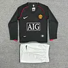 2007/2008 Retro Long Sleeve Manchester United Third Away Football Shirt 1:1 Thai Quality Kids Size