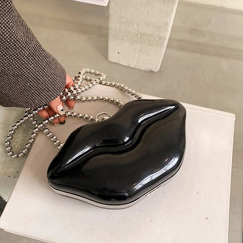 Women’s Small Arylic Mouth Streetwear Lip Shape Lock Clasp Shoulder Bag Crossbody Bag