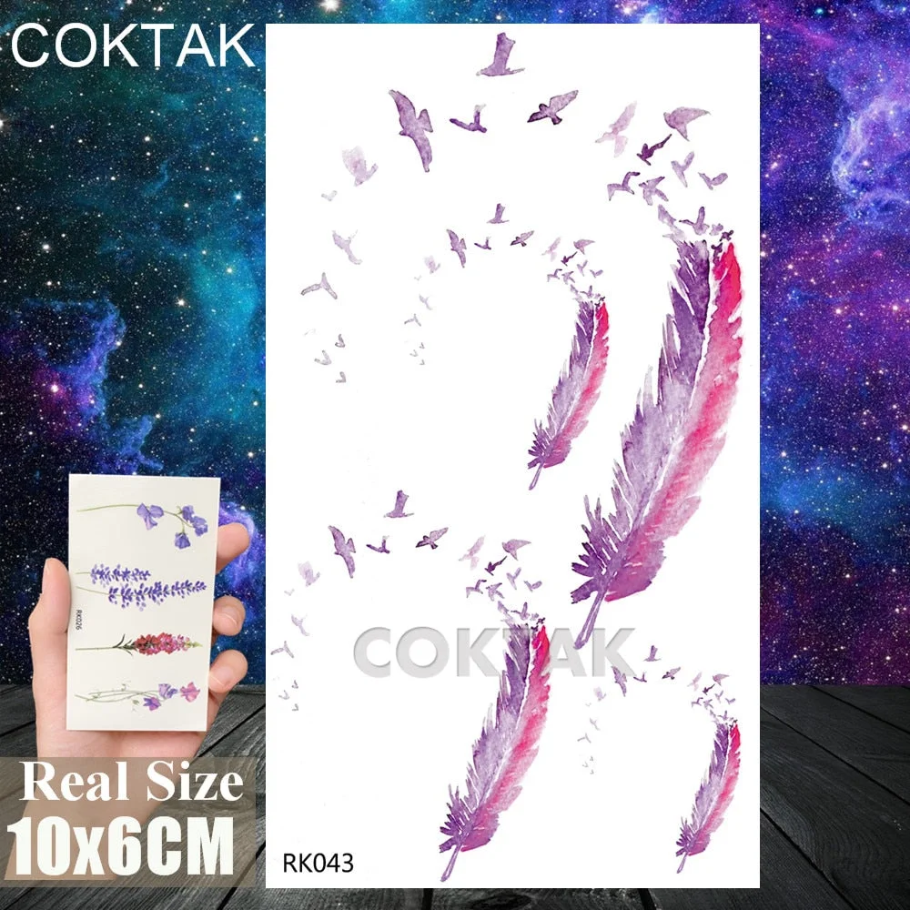 Watercolor Flower Beauty Temporary Tattoos Sticker For Women Body Art Arm Tatoos Waterproof Tattoo Paper Fake Jewelry Tatoos