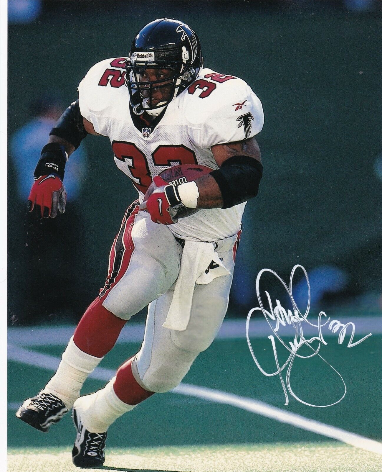 JAMAL ANDERSON ATLANTA FALCONS ACTION SIGNED 8x10