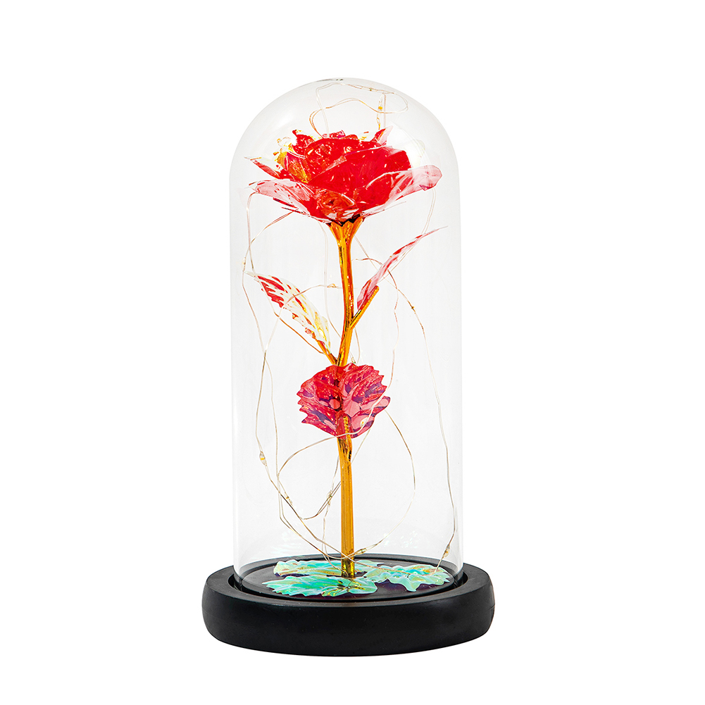 

Eternal Gold Foil Rose in Glass Dome LED Fairy Light Christmas Gifts (Red), 501 Original