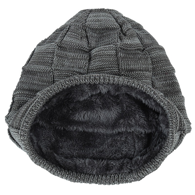 Men Vintage Warm Knitted Beanie Hat Outdoor Tactical Hat With Fleece Lining