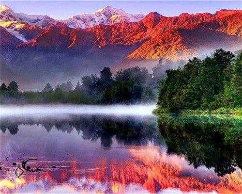 

Lake Matheson – Paint By Numbers - 40*50CM, 501 Original