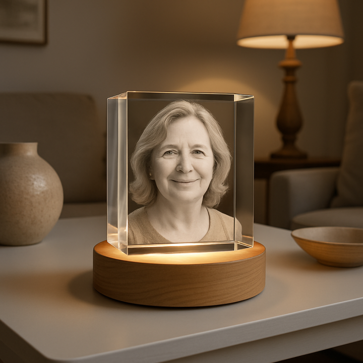 Diamond-Cut 3D Crystal Photo – Elegant Memorial Gift