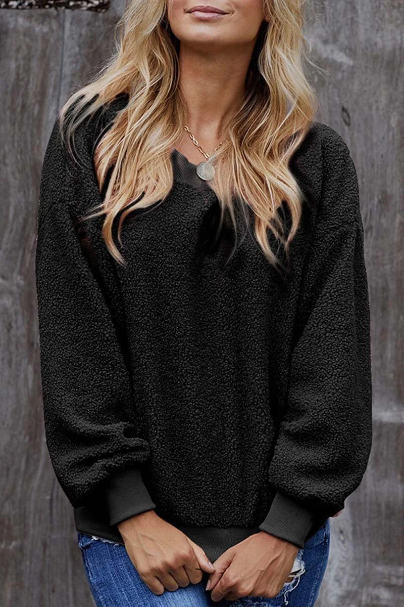 Teddy Plush Sweater Casual Tops