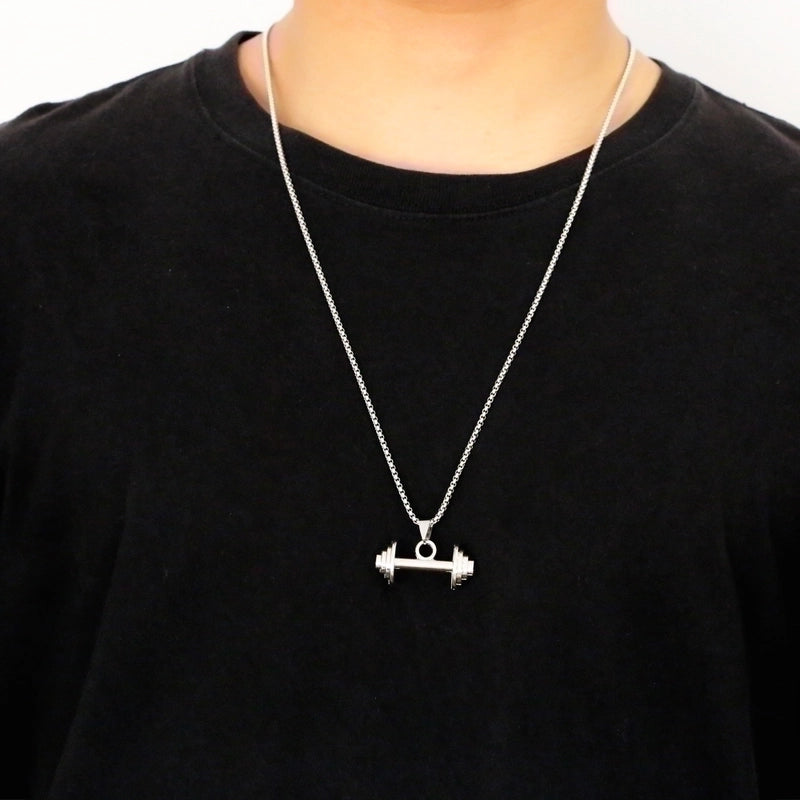 Hip-hop Punk Dumbbell Stainless Steel Alloy Plating Unisex Pendant Necklace Long Necklace