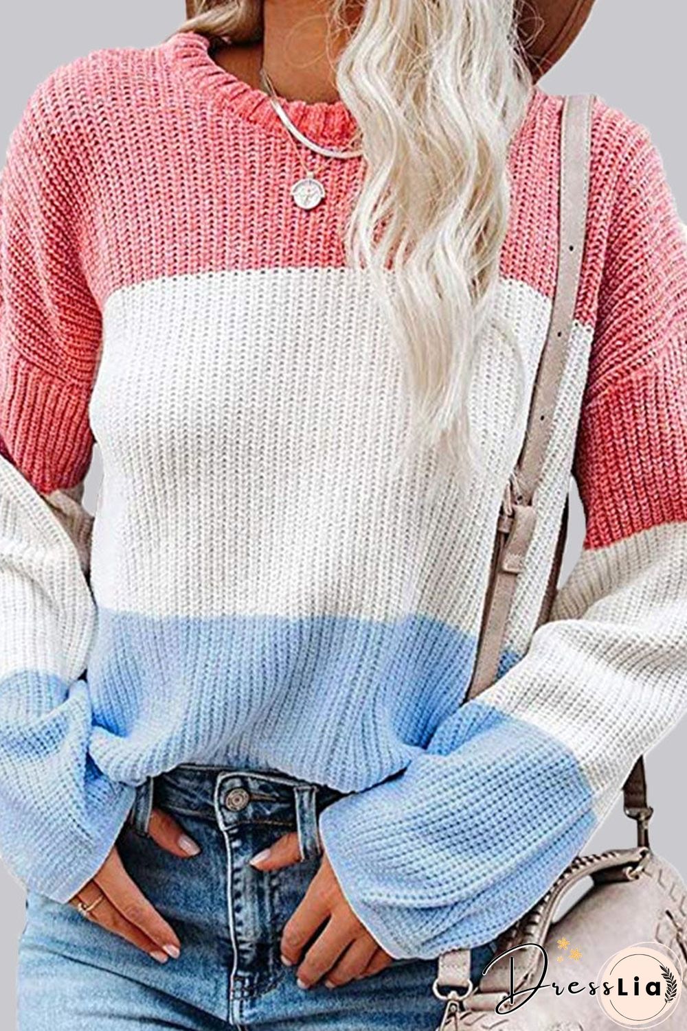 Fashion Solid Split Joint O Neck Tops(4 Colors)