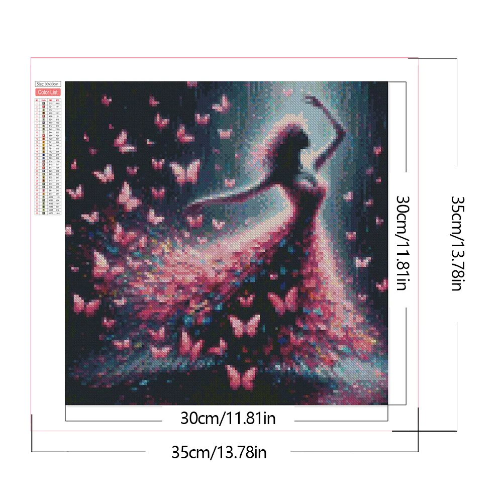 Diamond Painting - Full Square Drill - Pink Butterfly Dance(Canvas|35*35cm)
