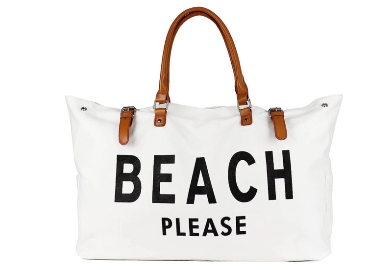 Women’s Large Canvas Letter Beach Square Magnetic Buckle Shoulder Bag